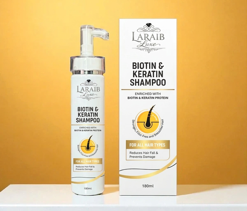 Laraib Luxe Biotin & Keratin Shampoo – Strength & Repair Formula